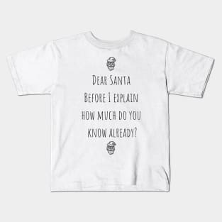 Dear Santa Before I Explain How Much Do You Know Already? Kids T-Shirt